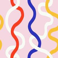 Vector twisted curvy lines pattern. Abstract seamless texture with hand drawn swirl lines. Funky background in retro style