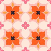 Seamless floral tile in retro style. Abstract texture with flowers and leaves. Beautiful tiled background vector