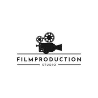 Clásico vídeo cámara película para película cine producción estudio logo diseño vector