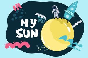 horizontal space background with abstract shape and planets. Web design. space exploring. vector illustration Sun