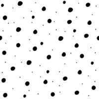 Vector seamless pattern with hand drawn black watercolor polka dots. Isolated on white. Clipping paths included.