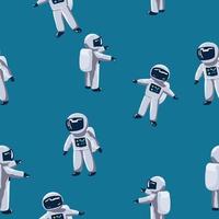 Seamless pattern Cute Cartoon astronaut on a blue background vector