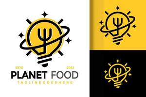 Think food fork bulb lamp idea logo vector