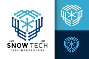 nieve tecnología invierno hielo único logo vector