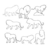 collection of outline images of the lion the king of the jungle vector