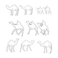 camello contorno mano dibujado colección vector