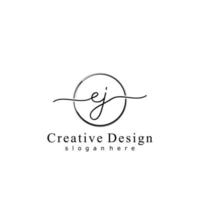 Initial EJ handwriting logo with circle hand drawn template vector