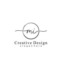 Initial MI handwriting logo with circle hand drawn template vector