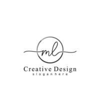 Initial ML handwriting logo with circle hand drawn template vector
