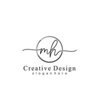 Initial MH handwriting logo with circle hand drawn template vector