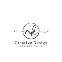 Initial MK handwriting logo with circle hand drawn template vector