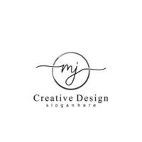 Initial MJ handwriting logo with circle hand drawn template vector