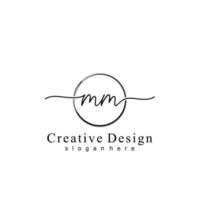 Initial MM handwriting logo with circle hand drawn template vector