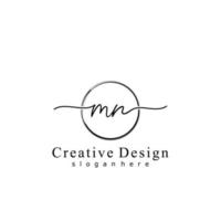 Initial MN handwriting logo with circle hand drawn template vector