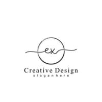 Initial EX handwriting logo with circle hand drawn template vector