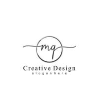 Initial MQ handwriting logo with circle hand drawn template vector