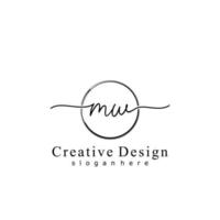 Initial MW handwriting logo with circle hand drawn template vector