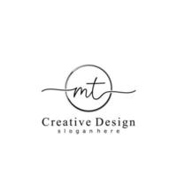 Initial MT handwriting logo with circle hand drawn template vector