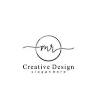 Initial MR handwriting logo with circle hand drawn template vector