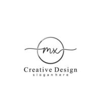 Initial MX handwriting logo with circle hand drawn template vector