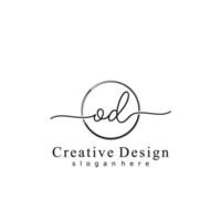Initial OD handwriting logo with circle hand drawn template vector