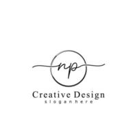 Initial NP handwriting logo with circle hand drawn template vector