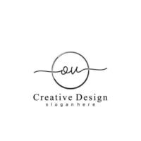 Initial OV handwriting logo with circle hand drawn template vector