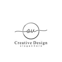 Initial OV handwriting logo with circle hand drawn template vector