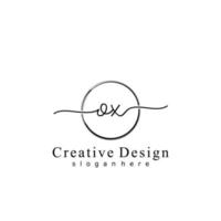 Initial OX handwriting logo with circle hand drawn template vector