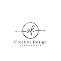 Initial OF handwriting logo with circle hand drawn template vector