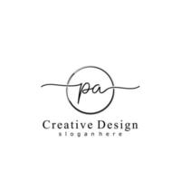 Initial PA handwriting logo with circle hand drawn template vector