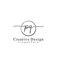 Initial PQ handwriting logo with circle hand drawn template vector