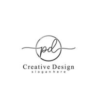 Initial PD handwriting logo with circle hand drawn template vector