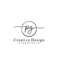 Initial PG handwriting logo with circle hand drawn template vector