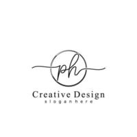 Initial PH handwriting logo with circle hand drawn template vector