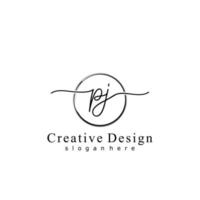 Initial PJ handwriting logo with circle hand drawn template vector