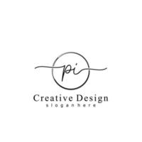 Initial PI handwriting logo with circle hand drawn template vector