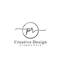 Initial PR handwriting logo with circle hand drawn template vector