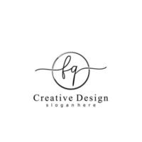 Initial FQ handwriting logo with circle hand drawn template vector