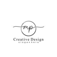 Initial MP handwriting logo with circle hand drawn template vector