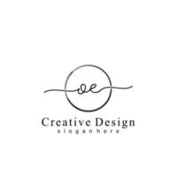 Initial OE handwriting logo with circle hand drawn template vector