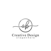 Initial OB handwriting logo with circle hand drawn template vector
