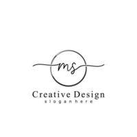 Initial MS handwriting logo with circle hand drawn template vector