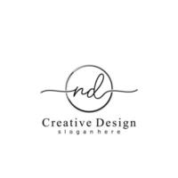 Initial ND handwriting logo with circle hand drawn template vector