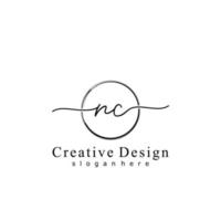 Initial NC handwriting logo with circle hand drawn template vector
