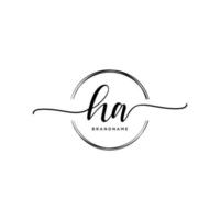 Initial HA feminine logo collections template. handwriting logo of initial signature, wedding, fashion, jewerly, boutique, floral and botanical with creative template for any company or business. vector