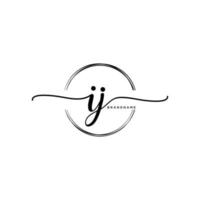 Initial IJ feminine logo collections template. handwriting logo of initial signature, wedding, fashion, jewerly, boutique, floral and botanical with creative template for any company or business. vector