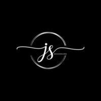 Initial JS feminine logo collections template. handwriting logo of initial signature, wedding, fashion, jewerly, boutique, floral and botanical with creative template for any company or business. vector
