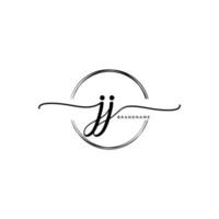 Initial JJ feminine logo collections template. handwriting logo of initial signature, wedding, fashion, jewerly, boutique, floral and botanical with creative template for any company or business. vector
