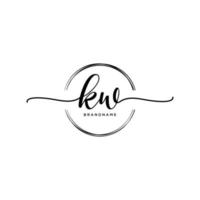 Initial KW feminine logo collections template. handwriting logo of initial signature, wedding, fashion, jewerly, boutique, floral and botanical with creative template for any company or business. vector